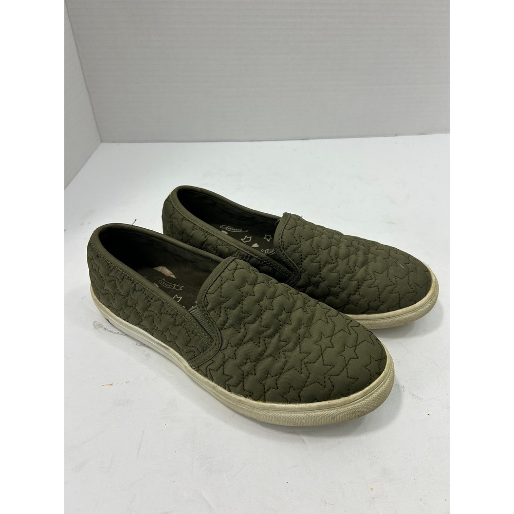Cat & Jack Quilted Star Slip‎ On Sneakers 4 Olive Green Low Top Gorpcore Casual